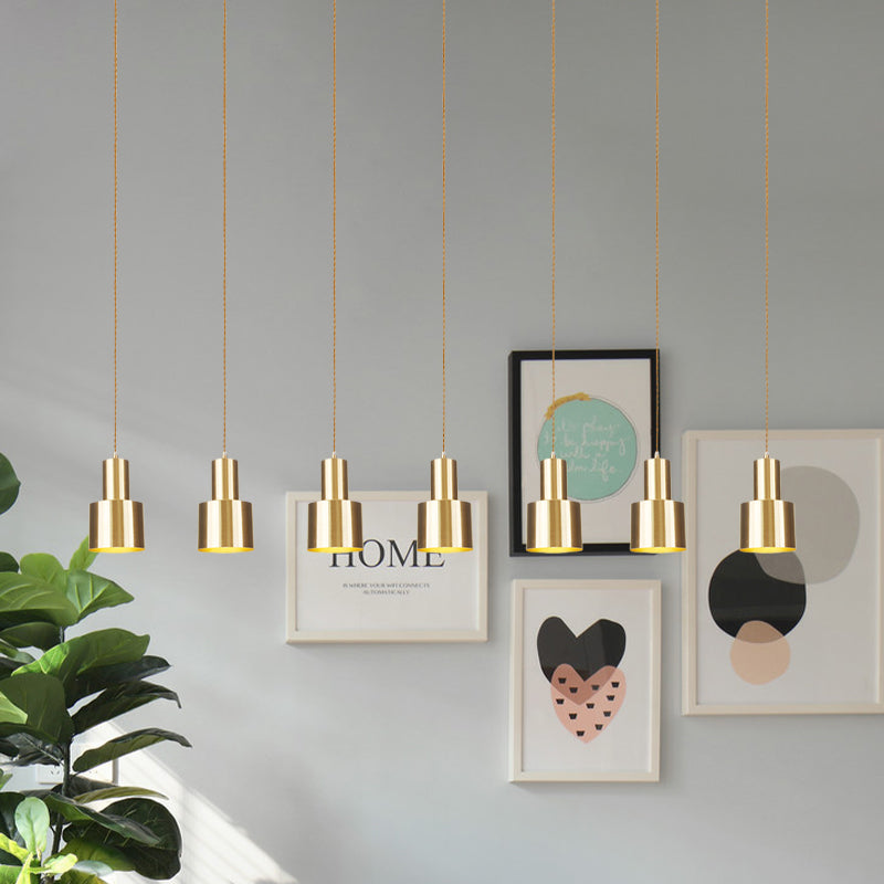 Metal Gold Finish Tandem Multi Ceiling Light Tube 3/5/7 Heads Industrial-Style Hanging Pendant Lamp Clearhalo 'Art Deco Pendants' 'Cast Iron' 'Ceiling Lights' 'Ceramic' 'Crystal' 'Industrial Pendants' 'Industrial' 'Metal' 'Middle Century Pendants' 'Pendant Lights' 'Pendants' 'Tiffany' Lighting' 728468