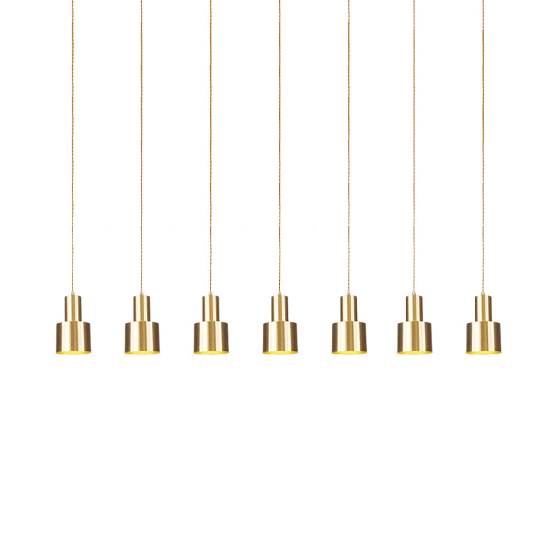 Metal Gold Finish Tandem Multi Ceiling Light Tube 3/5/7 Heads Industrial-Style Hanging Pendant Lamp Clearhalo 'Art Deco Pendants' 'Cast Iron' 'Ceiling Lights' 'Ceramic' 'Crystal' 'Industrial Pendants' 'Industrial' 'Metal' 'Middle Century Pendants' 'Pendant Lights' 'Pendants' 'Tiffany' Lighting' 728470
