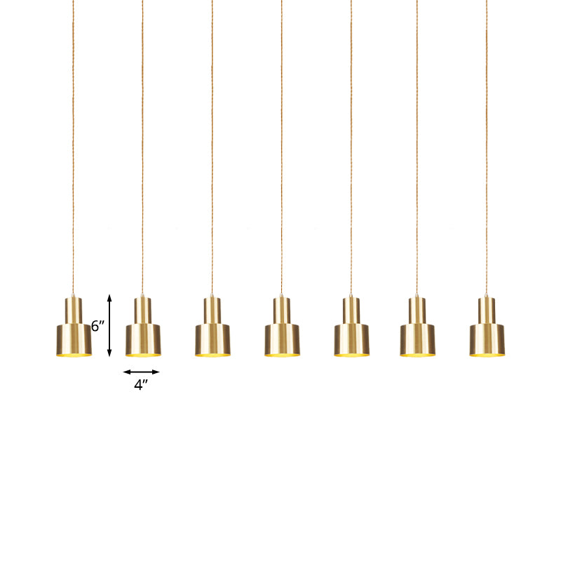 Metal Gold Finish Tandem Multi Ceiling Light Tube 3/5/7 Heads Industrial-Style Hanging Pendant Lamp Clearhalo 'Art Deco Pendants' 'Cast Iron' 'Ceiling Lights' 'Ceramic' 'Crystal' 'Industrial Pendants' 'Industrial' 'Metal' 'Middle Century Pendants' 'Pendant Lights' 'Pendants' 'Tiffany' Lighting' 728471
