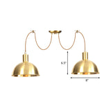 Domed Metallic Swag Multi-Light Pendant Industrial 2/3/4 Lights Clothes Shop Hanging Lamp Fixture in Gold Clearhalo 'Art Deco Pendants' 'Cast Iron' 'Ceiling Lights' 'Ceramic' 'Crystal' 'Industrial Pendants' 'Industrial' 'Metal' 'Middle Century Pendants' 'Pendant Lights' 'Pendants' 'Tiffany' Lighting' 728476