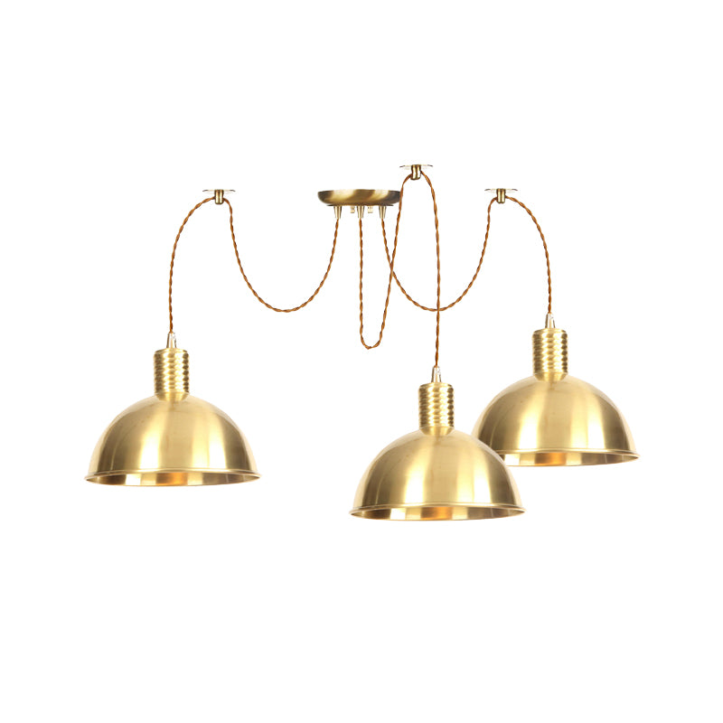 Domed Metallic Swag Multi-Light Pendant Industrial 2/3/4 Lights Clothes Shop Hanging Lamp Fixture in Gold Clearhalo 'Art Deco Pendants' 'Cast Iron' 'Ceiling Lights' 'Ceramic' 'Crystal' 'Industrial Pendants' 'Industrial' 'Metal' 'Middle Century Pendants' 'Pendant Lights' 'Pendants' 'Tiffany' Lighting' 728480