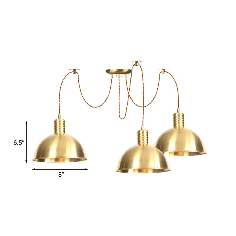 Domed Metallic Swag Multi-Light Pendant Industrial 2/3/4 Lights Clothes Shop Hanging Lamp Fixture in Gold Clearhalo 'Art Deco Pendants' 'Cast Iron' 'Ceiling Lights' 'Ceramic' 'Crystal' 'Industrial Pendants' 'Industrial' 'Metal' 'Middle Century Pendants' 'Pendant Lights' 'Pendants' 'Tiffany' Lighting' 728481