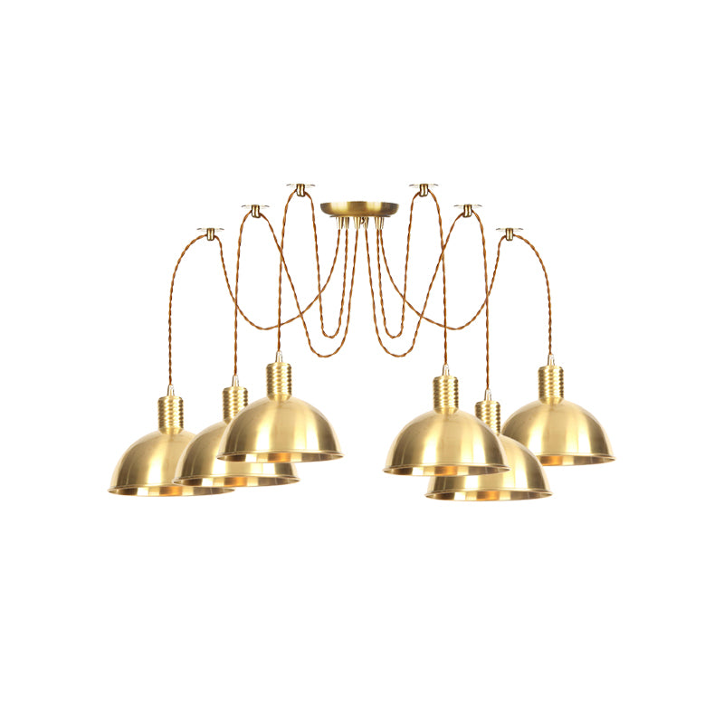 Domed Metallic Swag Multi-Light Pendant Industrial 2/3/4 Lights Clothes Shop Hanging Lamp Fixture in Gold Clearhalo 'Art Deco Pendants' 'Cast Iron' 'Ceiling Lights' 'Ceramic' 'Crystal' 'Industrial Pendants' 'Industrial' 'Metal' 'Middle Century Pendants' 'Pendant Lights' 'Pendants' 'Tiffany' Lighting' 728490