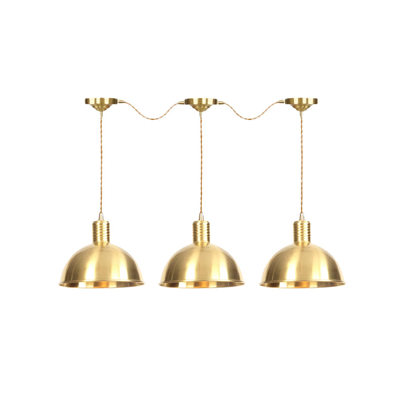 3/5/7-Light Tandem Multi Hanging Light Fixture Industrial Restaurant Pendant Lamp with Dome Metal Shade in Gold Clearhalo 'Art Deco Pendants' 'Cast Iron' 'Ceiling Lights' 'Ceramic' 'Crystal' 'Industrial Pendants' 'Industrial' 'Metal' 'Middle Century Pendants' 'Pendant Lights' 'Pendants' 'Tiffany' Lighting' 728495