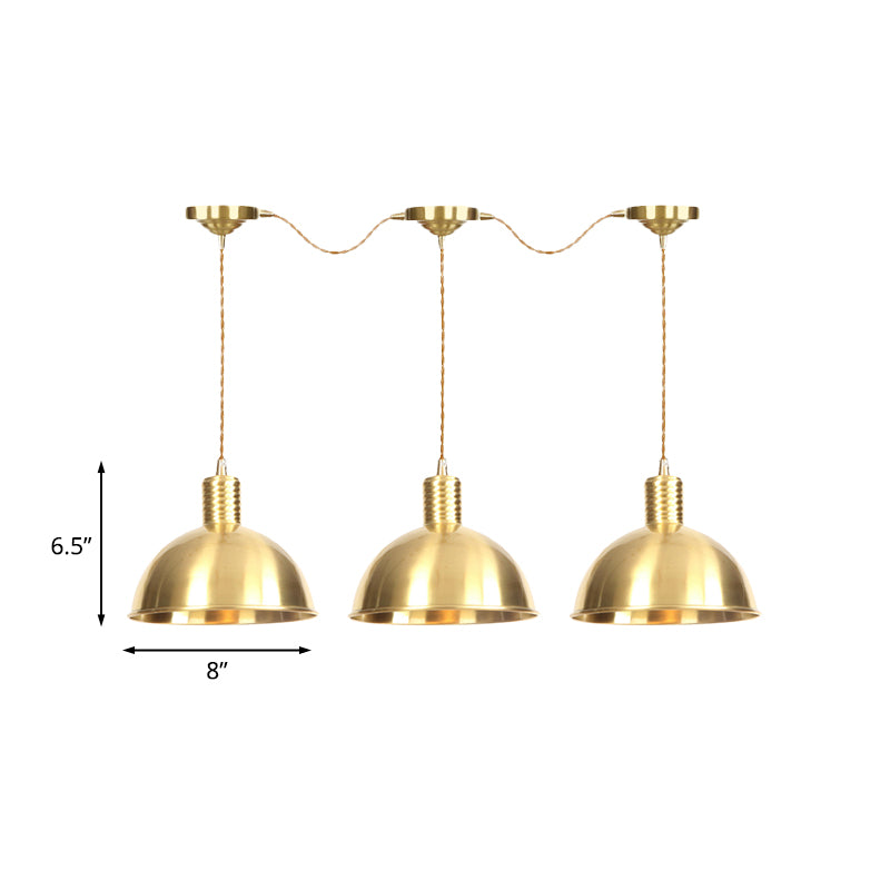 3/5/7-Light Tandem Multi Hanging Light Fixture Industrial Restaurant Pendant Lamp with Dome Metal Shade in Gold Clearhalo 'Art Deco Pendants' 'Cast Iron' 'Ceiling Lights' 'Ceramic' 'Crystal' 'Industrial Pendants' 'Industrial' 'Metal' 'Middle Century Pendants' 'Pendant Lights' 'Pendants' 'Tiffany' Lighting' 728496