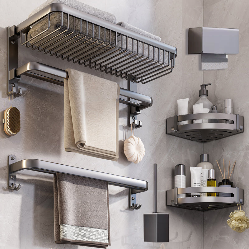 Modern Bathroom Hardware Set Grey Metal Bathroom Accessory Kit 6-Piece Set Clearhalo 'Bathroom Hardware Sets' 'Bathroom Hardware' 'Bathroom Remodel & Bathroom Fixtures' 'bathroom_hardware_sets' 'Home Improvement' 'home_improvement' 'home_improvement_bathroom_hardware_sets' 7284973