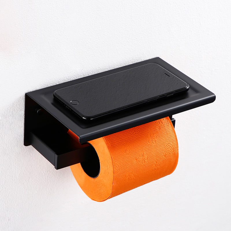 Traditional Bathroom Accessories Hardware Set in Black Metal Toilet Paper Holder Clearhalo 'Bathroom Hardware Sets' 'Bathroom Hardware' 'Bathroom Remodel & Bathroom Fixtures' 'bathroom_hardware_sets' 'Home Improvement' 'home_improvement' 'home_improvement_bathroom_hardware_sets' 7284979