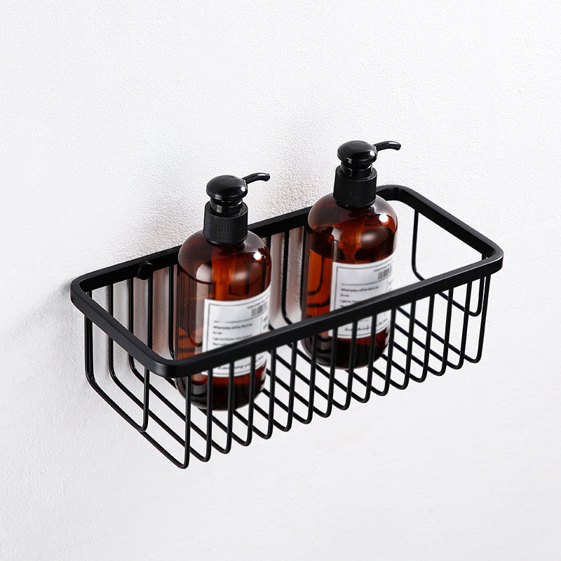 Traditional Bathroom Accessories Hardware Set in Black Metal Square Bath Shelf Clearhalo 'Bathroom Hardware Sets' 'Bathroom Hardware' 'Bathroom Remodel & Bathroom Fixtures' 'bathroom_hardware_sets' 'Home Improvement' 'home_improvement' 'home_improvement_bathroom_hardware_sets' 7284992
