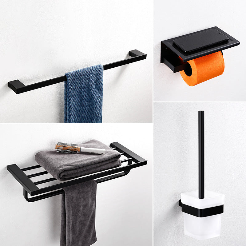 Traditional Bathroom Accessories Hardware Set in Black Metal 4-Piece Set Clearhalo 'Bathroom Hardware Sets' 'Bathroom Hardware' 'Bathroom Remodel & Bathroom Fixtures' 'bathroom_hardware_sets' 'Home Improvement' 'home_improvement' 'home_improvement_bathroom_hardware_sets' 7284996