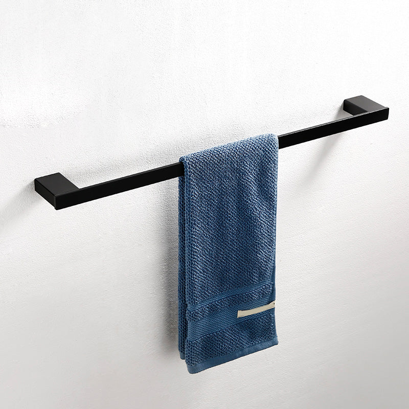 Traditional Bathroom Accessories Hardware Set in Black Metal Single Bar Towel Bar (24"L) Clearhalo 'Bathroom Hardware Sets' 'Bathroom Hardware' 'Bathroom Remodel & Bathroom Fixtures' 'bathroom_hardware_sets' 'Home Improvement' 'home_improvement' 'home_improvement_bathroom_hardware_sets' 7284998