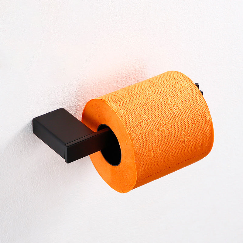 Traditional Bathroom Accessories Hardware Set in Black Metal Flat Monocular Tissue Holder Clearhalo 'Bathroom Hardware Sets' 'Bathroom Hardware' 'Bathroom Remodel & Bathroom Fixtures' 'bathroom_hardware_sets' 'Home Improvement' 'home_improvement' 'home_improvement_bathroom_hardware_sets' 7285000