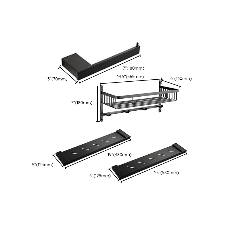 Traditional Bathroom Accessories Hardware Set in Black Metal Clearhalo 'Bathroom Hardware Sets' 'Bathroom Hardware' 'Bathroom Remodel & Bathroom Fixtures' 'bathroom_hardware_sets' 'Home Improvement' 'home_improvement' 'home_improvement_bathroom_hardware_sets' 7285006