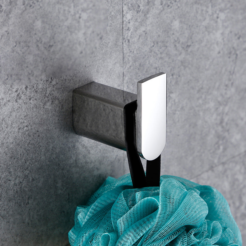 Contemporary Bathroom Accessories Hardware Set in Silver with Soap Dish Towel/Robe Hook Clearhalo 'Bathroom Hardware Sets' 'Bathroom Hardware' 'Bathroom Remodel & Bathroom Fixtures' 'bathroom_hardware_sets' 'Home Improvement' 'home_improvement' 'home_improvement_bathroom_hardware_sets' 7285008