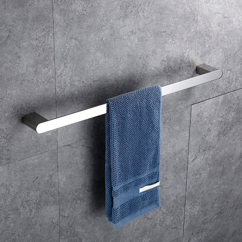 Contemporary Bathroom Accessories Hardware Set in Silver with Soap Dish Single Bar Towel Bar (24"L) Clearhalo 'Bathroom Hardware Sets' 'Bathroom Hardware' 'Bathroom Remodel & Bathroom Fixtures' 'bathroom_hardware_sets' 'Home Improvement' 'home_improvement' 'home_improvement_bathroom_hardware_sets' 7285009
