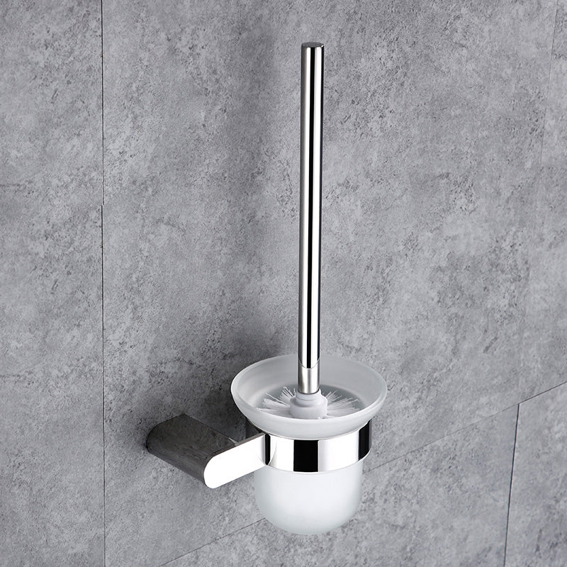 Contemporary Bathroom Accessories Hardware Set in Silver with Soap Dish Toilet Brush Clearhalo 'Bathroom Hardware Sets' 'Bathroom Hardware' 'Bathroom Remodel & Bathroom Fixtures' 'bathroom_hardware_sets' 'Home Improvement' 'home_improvement' 'home_improvement_bathroom_hardware_sets' 7285015