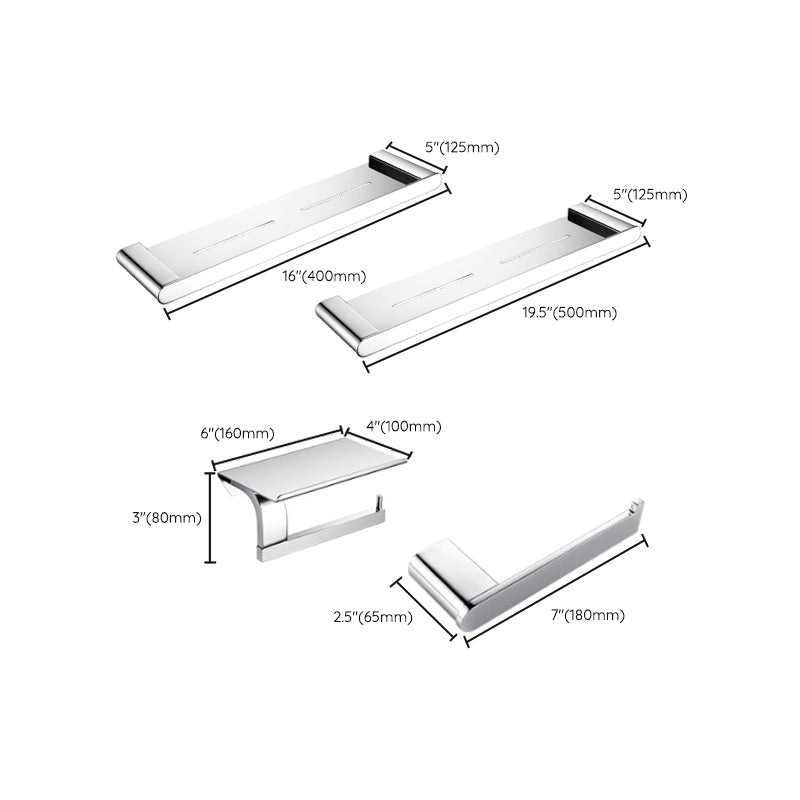 Contemporary Bathroom Accessories Hardware Set in Silver with Soap Dish Clearhalo 'Bathroom Hardware Sets' 'Bathroom Hardware' 'Bathroom Remodel & Bathroom Fixtures' 'bathroom_hardware_sets' 'Home Improvement' 'home_improvement' 'home_improvement_bathroom_hardware_sets' 7285032