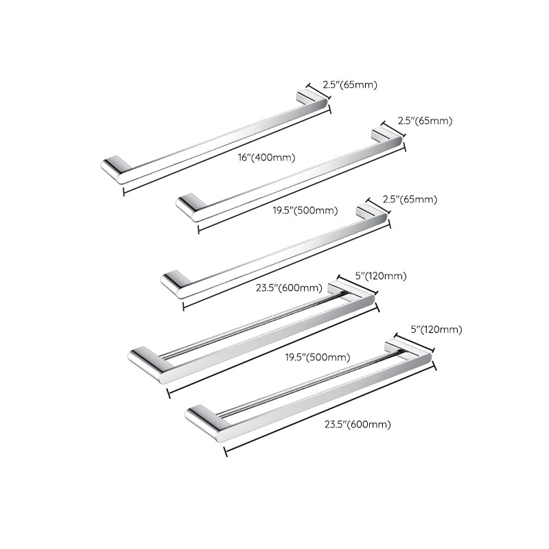 Contemporary Bathroom Accessories Hardware Set in Silver with Soap Dish Clearhalo 'Bathroom Hardware Sets' 'Bathroom Hardware' 'Bathroom Remodel & Bathroom Fixtures' 'bathroom_hardware_sets' 'Home Improvement' 'home_improvement' 'home_improvement_bathroom_hardware_sets' 7285033