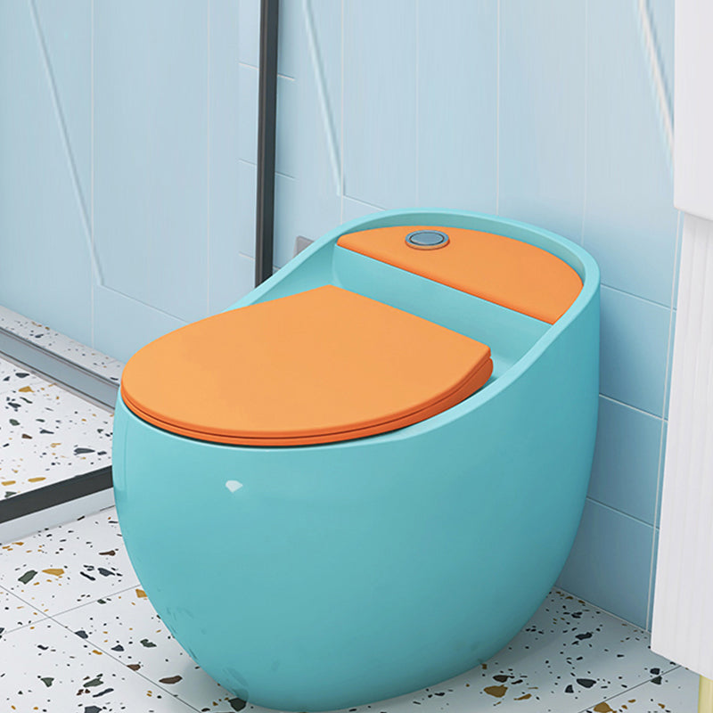 Contemporary Flush Toilet Floor Mounted Siphon Jet Porcelain Toilet Bowl Blue-Yellow 14" Clearhalo 'Bathroom Remodel & Bathroom Fixtures' 'Home Improvement' 'home_improvement' 'home_improvement_toilets' 'Toilets & Bidets' 'Toilets' 7285137
