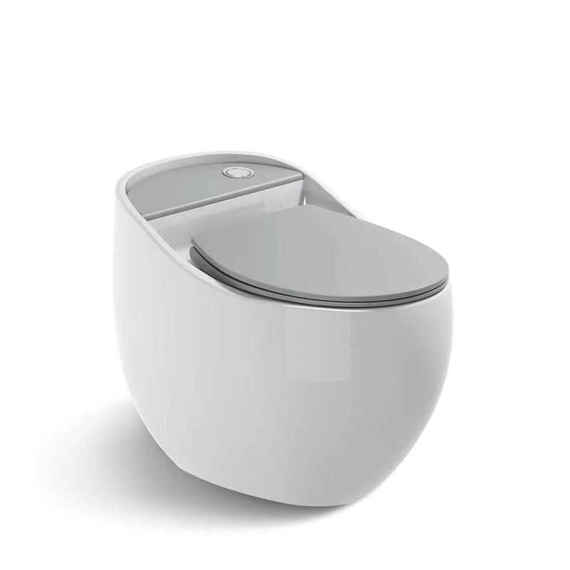 Contemporary Flush Toilet Floor Mounted Siphon Jet Porcelain Toilet Bowl White/ Gray Clearhalo 'Bathroom Remodel & Bathroom Fixtures' 'Home Improvement' 'home_improvement' 'home_improvement_toilets' 'Toilets & Bidets' 'Toilets' 7285140