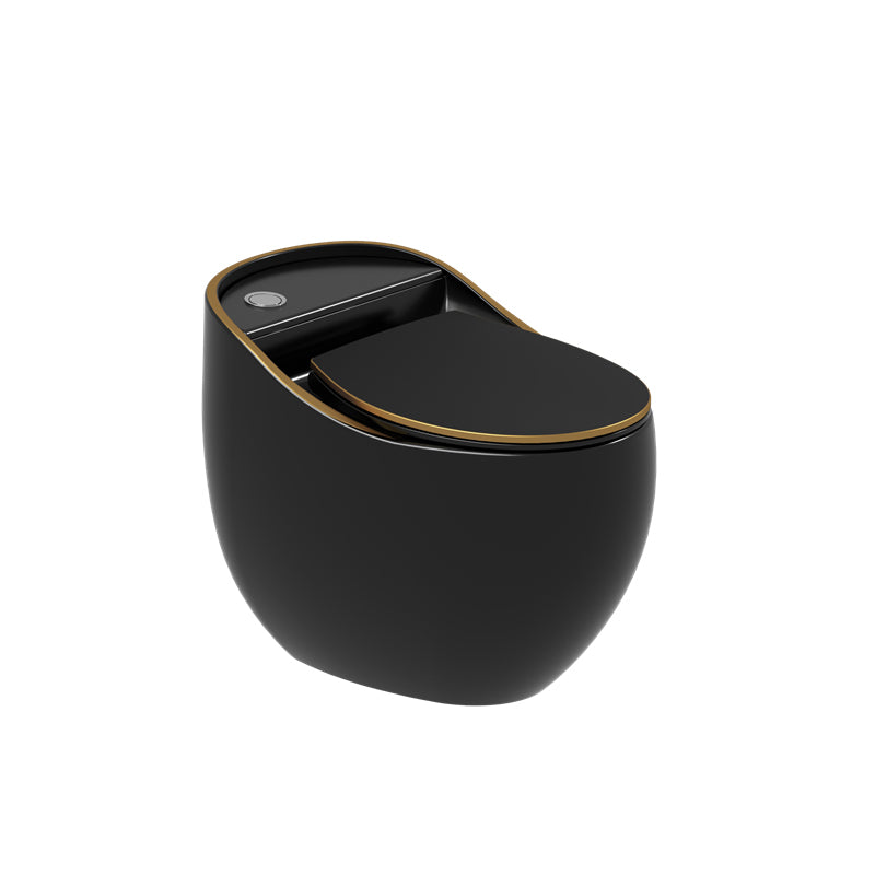 Contemporary Flush Toilet Floor Mounted Siphon Jet Porcelain Toilet Bowl Black/ Gold Clearhalo 'Bathroom Remodel & Bathroom Fixtures' 'Home Improvement' 'home_improvement' 'home_improvement_toilets' 'Toilets & Bidets' 'Toilets' 7285142