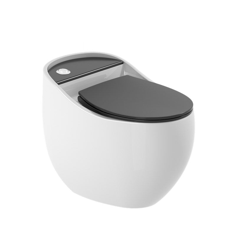Contemporary Flush Toilet Floor Mounted Siphon Jet Porcelain Toilet Bowl White Black Clearhalo 'Bathroom Remodel & Bathroom Fixtures' 'Home Improvement' 'home_improvement' 'home_improvement_toilets' 'Toilets & Bidets' 'Toilets' 7285148