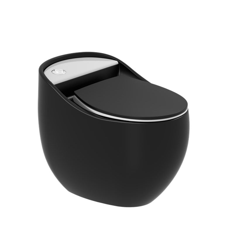 Contemporary Flush Toilet Floor Mounted Siphon Jet Porcelain Toilet Bowl Black Clearhalo 'Bathroom Remodel & Bathroom Fixtures' 'Home Improvement' 'home_improvement' 'home_improvement_toilets' 'Toilets & Bidets' 'Toilets' 7285153