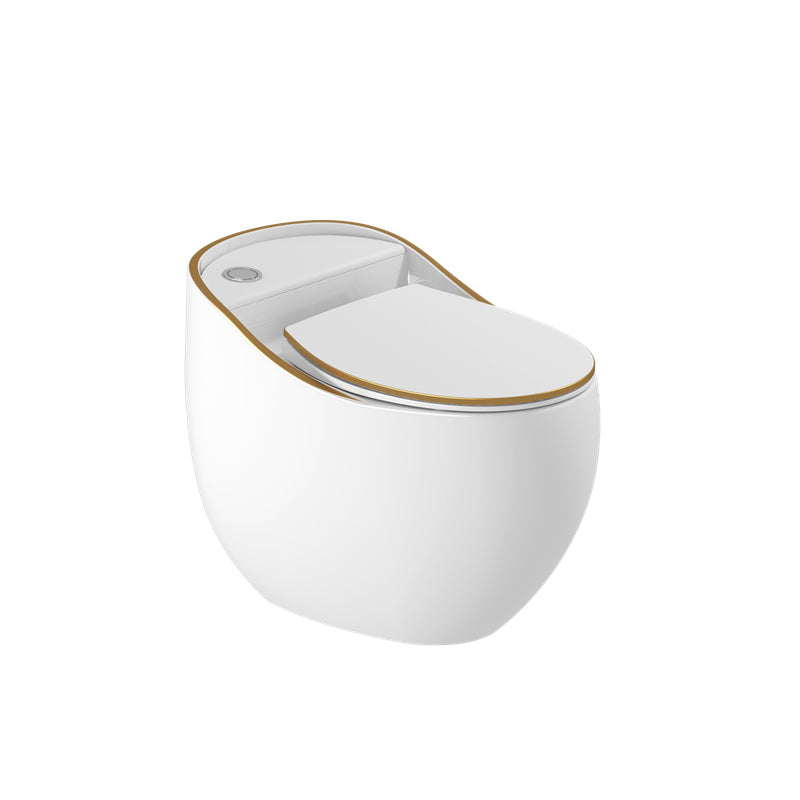 Contemporary Flush Toilet Floor Mounted Siphon Jet Porcelain Toilet Bowl White/ Gold Clearhalo 'Bathroom Remodel & Bathroom Fixtures' 'Home Improvement' 'home_improvement' 'home_improvement_toilets' 'Toilets & Bidets' 'Toilets' 7285156