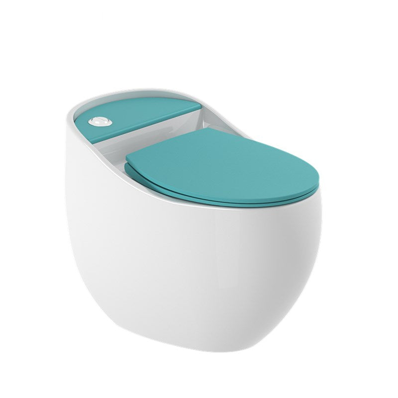 Contemporary Flush Toilet Floor Mounted Siphon Jet Porcelain Toilet Bowl Blue/ White Clearhalo 'Bathroom Remodel & Bathroom Fixtures' 'Home Improvement' 'home_improvement' 'home_improvement_toilets' 'Toilets & Bidets' 'Toilets' 7285157