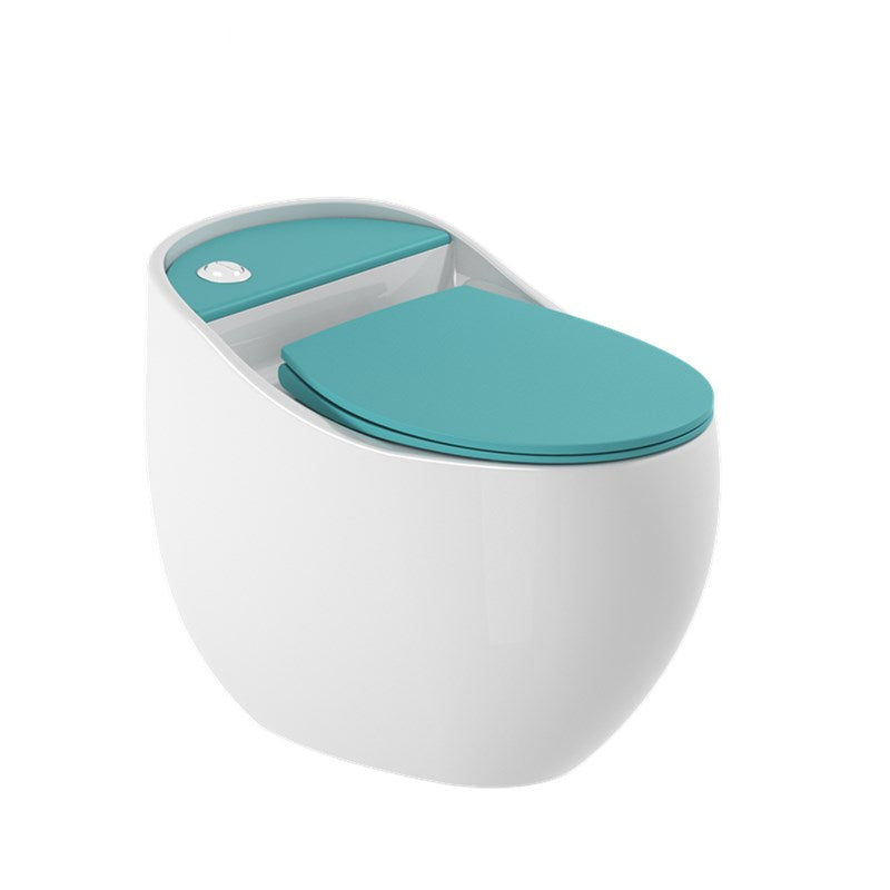 Contemporary Flush Toilet Floor Mounted Siphon Jet Porcelain Toilet Bowl Blue White Clearhalo 'Bathroom Remodel & Bathroom Fixtures' 'Home Improvement' 'home_improvement' 'home_improvement_toilets' 'Toilets & Bidets' 'Toilets' 7285157