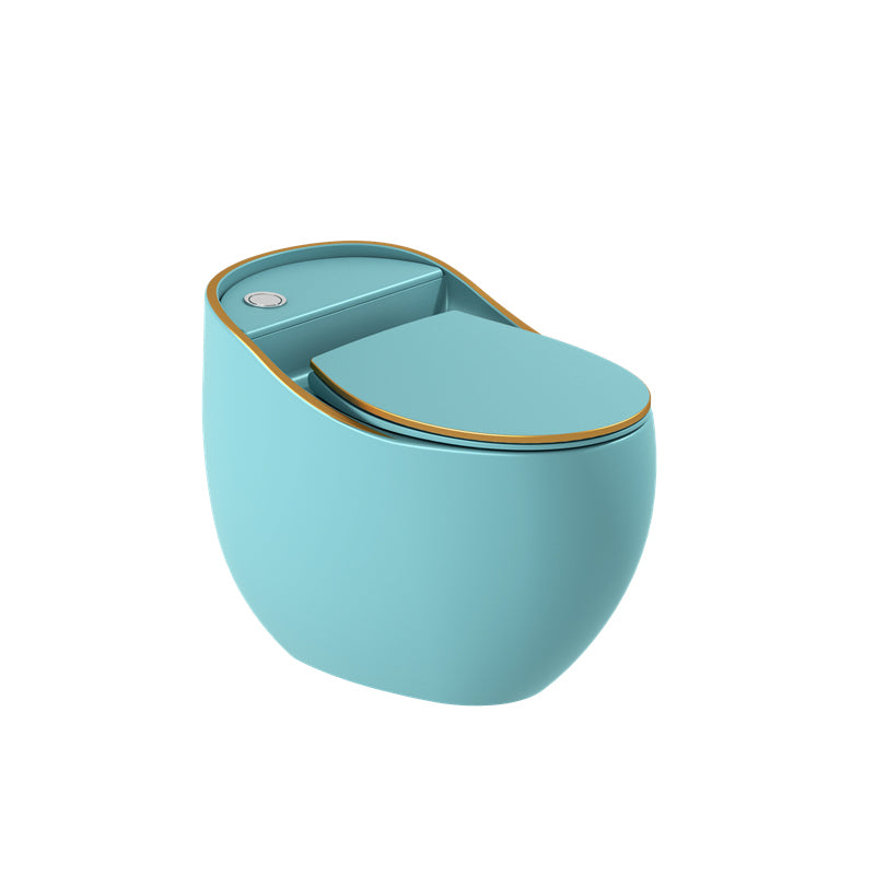 Contemporary Flush Toilet Floor Mounted Siphon Jet Porcelain Toilet Bowl Blue/ Gold Clearhalo 'Bathroom Remodel & Bathroom Fixtures' 'Home Improvement' 'home_improvement' 'home_improvement_toilets' 'Toilets & Bidets' 'Toilets' 7285158
