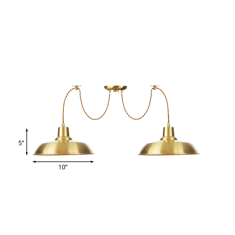 Gold Finish 2/3/4 Bulbs Multiple Lamp Pendants Industrial Metal Barn Shape Swag Hanging Light Fixture Clearhalo 'Art Deco Pendants' 'Cast Iron' 'Ceiling Lights' 'Ceramic' 'Crystal' 'Industrial Pendants' 'Industrial' 'Metal' 'Middle Century Pendants' 'Pendant Lights' 'Pendants' 'Tiffany' Lighting' 728522
