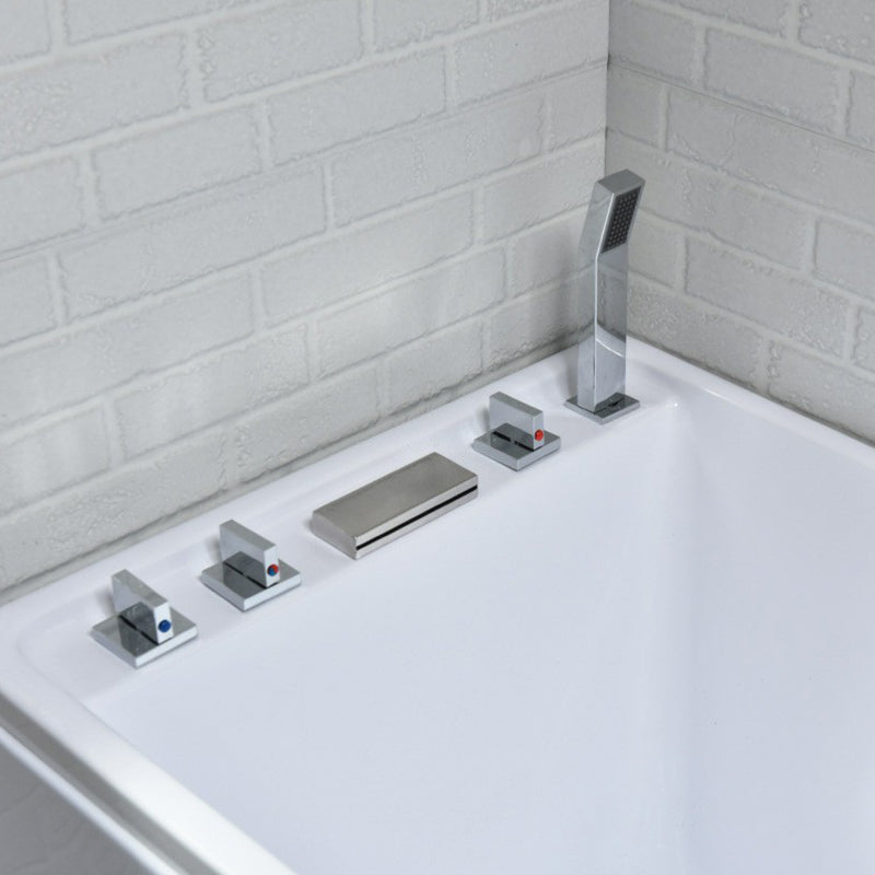 Modern Stand Alone White Bath Acrylic Rectangular Soaking Bathtub Clearhalo 'Bathroom Remodel & Bathroom Fixtures' 'Bathtubs' 'Home Improvement' 'home_improvement' 'home_improvement_bathtubs' 'Showers & Bathtubs' 7285240
