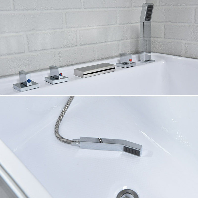 Modern Stand Alone White Bath Acrylic Rectangular Soaking Bathtub Clearhalo 'Bathroom Remodel & Bathroom Fixtures' 'Bathtubs' 'Home Improvement' 'home_improvement' 'home_improvement_bathtubs' 'Showers & Bathtubs' 7285243