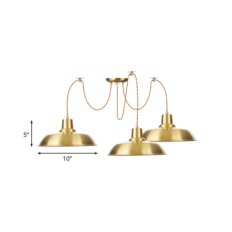 Gold Finish 2/3/4 Bulbs Multiple Lamp Pendants Industrial Metal Barn Shape Swag Hanging Light Fixture Clearhalo 'Art Deco Pendants' 'Cast Iron' 'Ceiling Lights' 'Ceramic' 'Crystal' 'Industrial Pendants' 'Industrial' 'Metal' 'Middle Century Pendants' 'Pendant Lights' 'Pendants' 'Tiffany' Lighting' 728527