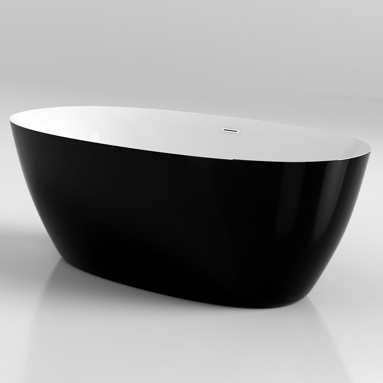 Modern Oval Bathtub Freestanding Acrylic Soaking Back to Wall Bath Black Tub Clearhalo 'Bathroom Remodel & Bathroom Fixtures' 'Bathtubs' 'Home Improvement' 'home_improvement' 'home_improvement_bathtubs' 'Showers & Bathtubs' 7285284