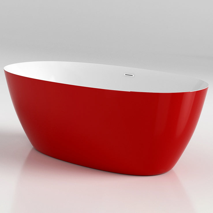 Modern Oval Bathtub Freestanding Acrylic Soaking Back to Wall Bath Red Tub Clearhalo 'Bathroom Remodel & Bathroom Fixtures' 'Bathtubs' 'Home Improvement' 'home_improvement' 'home_improvement_bathtubs' 'Showers & Bathtubs' 7285286