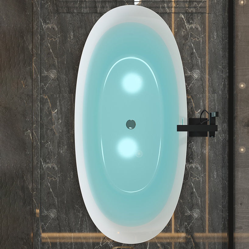 Modern Oval Bathtub Freestanding Acrylic Soaking Back to Wall Bath Clearhalo 'Bathroom Remodel & Bathroom Fixtures' 'Bathtubs' 'Home Improvement' 'home_improvement' 'home_improvement_bathtubs' 'Showers & Bathtubs' 7285287
