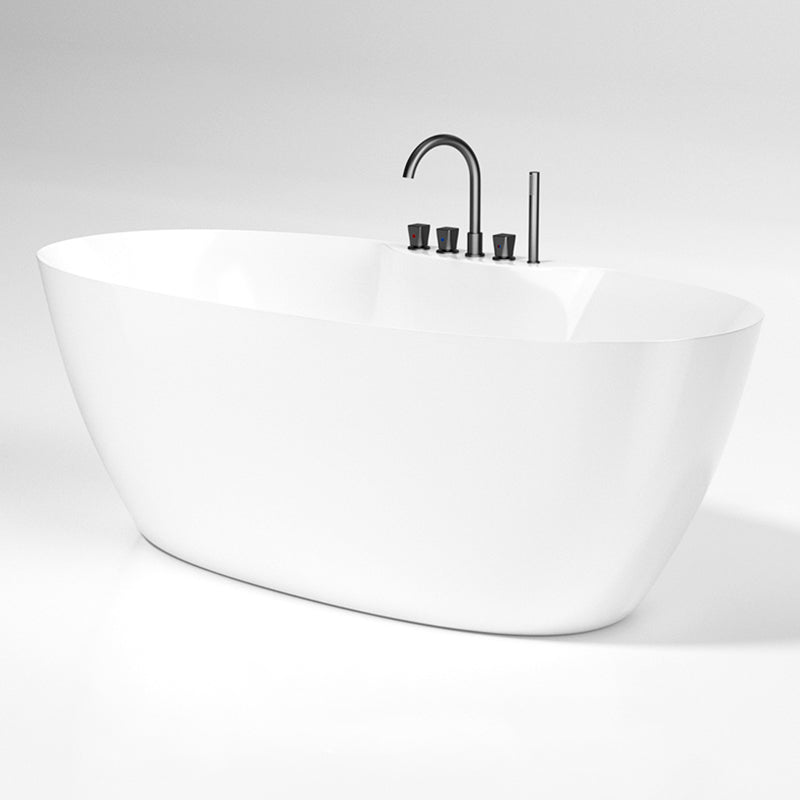 Modern Oval Bathtub Freestanding Acrylic Soaking Back to Wall Bath White Tub with Gray 5-Piece Set Clearhalo 'Bathroom Remodel & Bathroom Fixtures' 'Bathtubs' 'Home Improvement' 'home_improvement' 'home_improvement_bathtubs' 'Showers & Bathtubs' 7285293