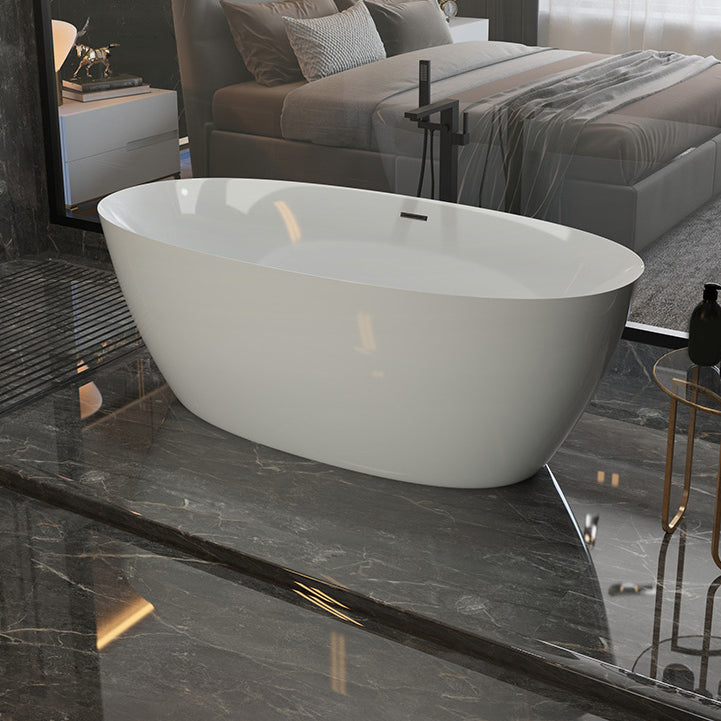 Modern Oval Bathtub Freestanding Acrylic Soaking Back to Wall Bath Clearhalo 'Bathroom Remodel & Bathroom Fixtures' 'Bathtubs' 'Home Improvement' 'home_improvement' 'home_improvement_bathtubs' 'Showers & Bathtubs' 7285296