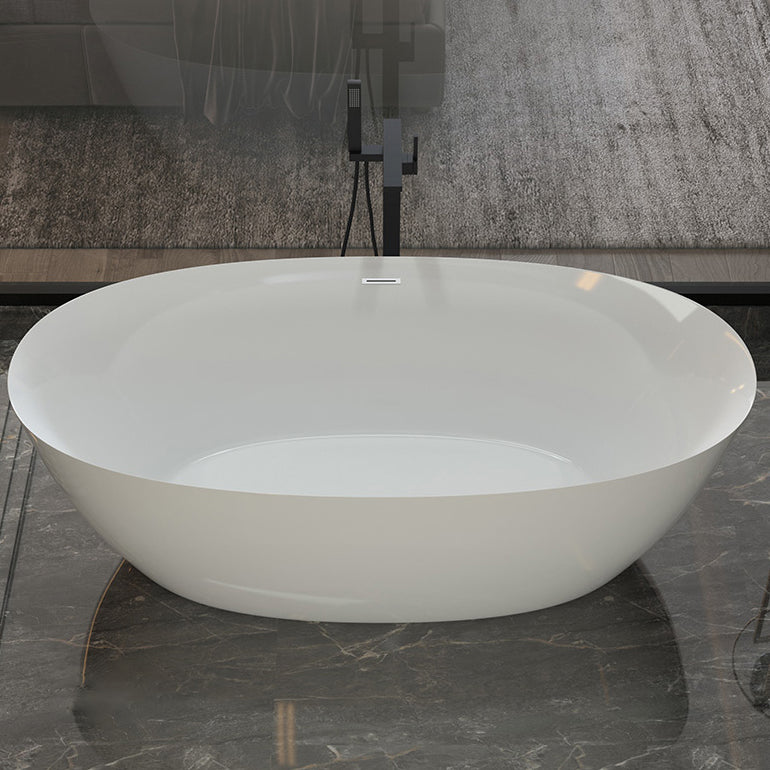 Modern Oval Bathtub Freestanding Acrylic Soaking Back to Wall Bath Clearhalo 'Bathroom Remodel & Bathroom Fixtures' 'Bathtubs' 'Home Improvement' 'home_improvement' 'home_improvement_bathtubs' 'Showers & Bathtubs' 7285297