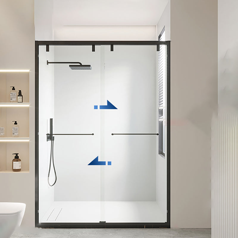 Double Sliding Shower Doors Semi-Frameless Clear Shower Door Clearhalo 'Bathroom Remodel & Bathroom Fixtures' 'Home Improvement' 'home_improvement' 'home_improvement_shower_tub_doors' 'Shower and Tub Doors' 'shower_tub_doors' 'Showers & Bathtubs' 7285487