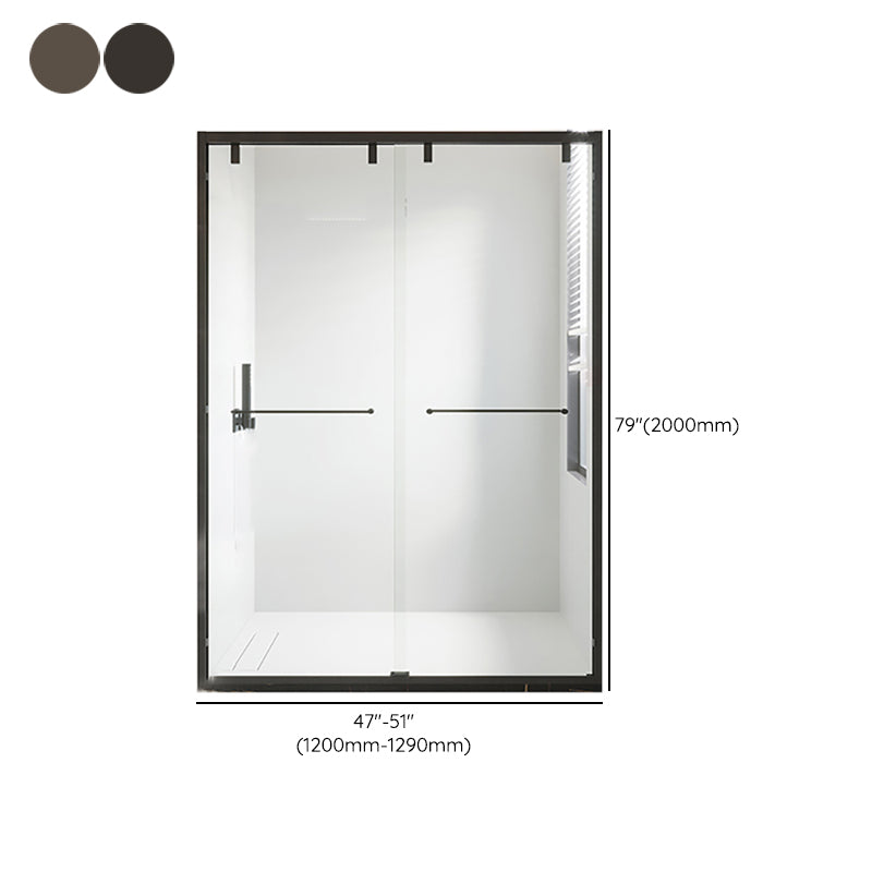 Double Sliding Shower Doors Semi-Frameless Clear Shower Door Clearhalo 'Bathroom Remodel & Bathroom Fixtures' 'Home Improvement' 'home_improvement' 'home_improvement_shower_tub_doors' 'Shower and Tub Doors' 'shower_tub_doors' 'Showers & Bathtubs' 7285492