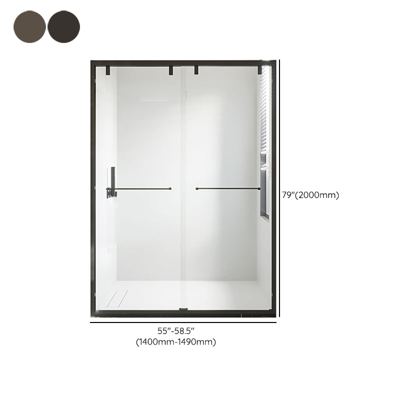 Double Sliding Shower Doors Semi-Frameless Clear Shower Door Clearhalo 'Bathroom Remodel & Bathroom Fixtures' 'Home Improvement' 'home_improvement' 'home_improvement_shower_tub_doors' 'Shower and Tub Doors' 'shower_tub_doors' 'Showers & Bathtubs' 7285494