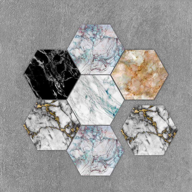 Peel & Stick Tile Stain Resistant Hexagonal Plastic Peel & Stick Tile 20-Pack Grey Clearhalo 'Flooring 'Home Improvement' 'home_improvement' 'home_improvement_peel_stick_blacksplash' 'Peel & Stick Backsplash Tile' 'peel_stick_blacksplash' 'Walls & Ceilings' Walls and Ceiling' 7286722