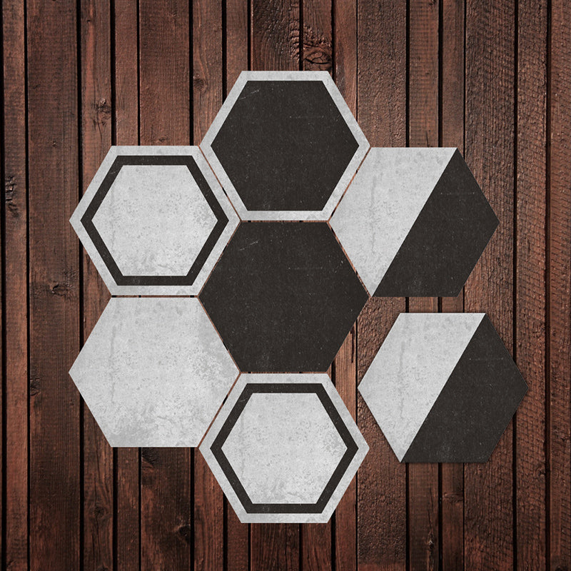 Peel & Stick Tile Stain Resistant Hexagonal Plastic Peel & Stick Tile 20-Pack Black Clearhalo 'Flooring 'Home Improvement' 'home_improvement' 'home_improvement_peel_stick_blacksplash' 'Peel & Stick Backsplash Tile' 'peel_stick_blacksplash' 'Walls & Ceilings' Walls and Ceiling' 7286725