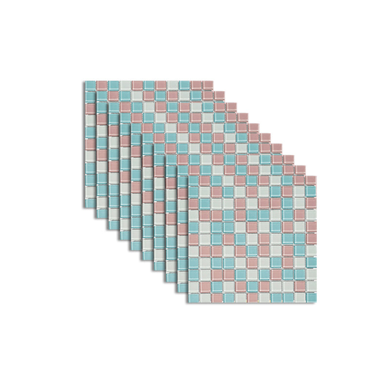 12" x 12" Peel & Stick Tie Glass Square Grid Mosaic Peel and Stick Tile 10-Pack Blue Clearhalo 'Flooring 'Home Improvement' 'home_improvement' 'home_improvement_peel_stick_blacksplash' 'Peel & Stick Backsplash Tile' 'peel_stick_blacksplash' 'Walls & Ceilings' Walls and Ceiling' 7286758