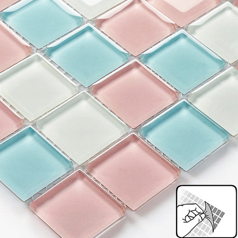12" x 12" Peel & Stick Tie Glass Square Grid Mosaic Peel and Stick Tile 10-Pack Clearhalo 'Flooring 'Home Improvement' 'home_improvement' 'home_improvement_peel_stick_blacksplash' 'Peel & Stick Backsplash Tile' 'peel_stick_blacksplash' 'Walls & Ceilings' Walls and Ceiling' 7286760