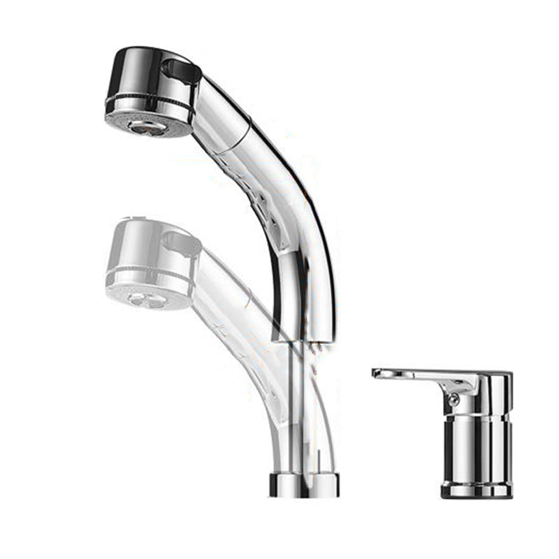 Modern Chrome Sink Faucet Brass Bathroom Low Arc Lifting Faucet Clearhalo 'Bathroom Remodel & Bathroom Fixtures' 'Bathroom Sink Faucets' 'Bathroom Sinks & Faucet Components' 'bathroom_sink_faucets' 'Home Improvement' 'home_improvement' 'home_improvement_bathroom_sink_faucets' 7286774