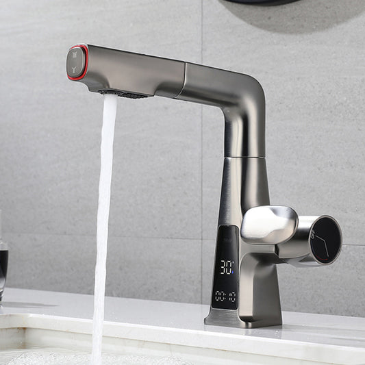 Modern Swivel Spout Sink Faucet Bathroom Low Arc Lifting Faucet Clearhalo 'Bathroom Remodel & Bathroom Fixtures' 'Bathroom Sink Faucets' 'Bathroom Sinks & Faucet Components' 'bathroom_sink_faucets' 'Home Improvement' 'home_improvement' 'home_improvement_bathroom_sink_faucets' 7286783
