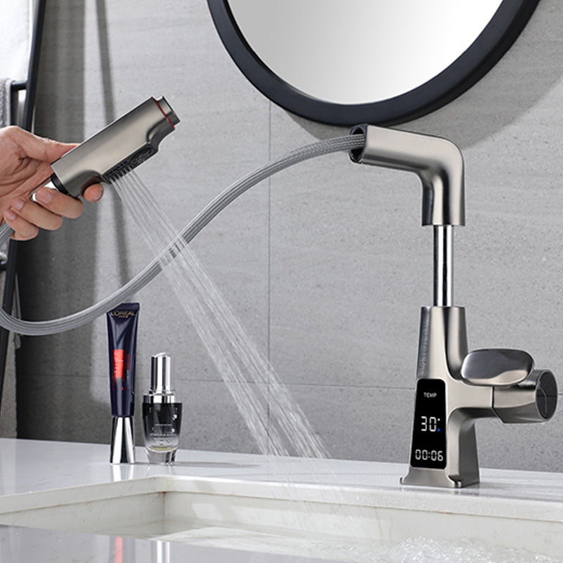 Modern Swivel Spout Sink Faucet Bathroom Low Arc Lifting Faucet Clearhalo 'Bathroom Remodel & Bathroom Fixtures' 'Bathroom Sink Faucets' 'Bathroom Sinks & Faucet Components' 'bathroom_sink_faucets' 'Home Improvement' 'home_improvement' 'home_improvement_bathroom_sink_faucets' 7286784